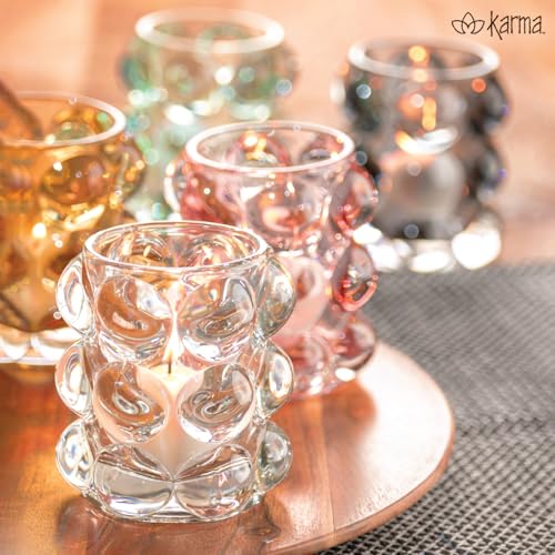 Karma, Lucia Hobnail Votive, Tea Lights Candle Holder, Glass Votive Candle Holders for Table Decorations, Baby Shower, Birthday Party, Weddings and Home Decor, Hot Pink - color: Hot Pink