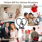 Anniversary Wedding Gift for Her Wife Husband Couple，Classic Black Metal Couple Figurine Heart Sculpture Love Statue，Romantic 1st to 60th Anniversary,Includes Present Box and Gift Card，Valentines Gift - color: Classic Black