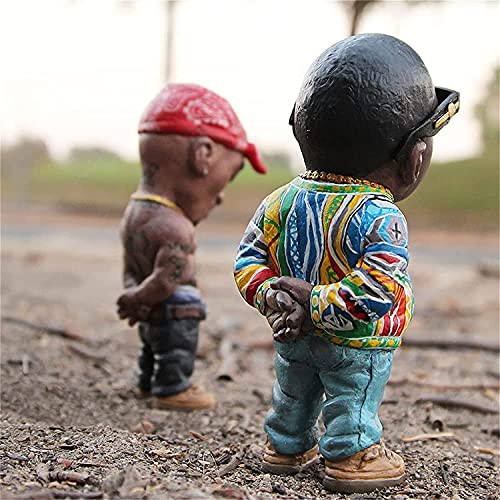 Resin Sculpture, Handmade Biggie + Tupac Ornament, Commemorative Resin Figurine (Red) - color: Biggie + (Red)