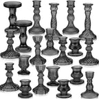 Mumufy 20 Pcs Glass Crystal Taper Candle Holders Clear Glass Candlestick Holder Fit 0.8 Inch Candles Crystal Decorative Candle Stand Centerpiece Table Wedding Dining Party (Black) - color: Black