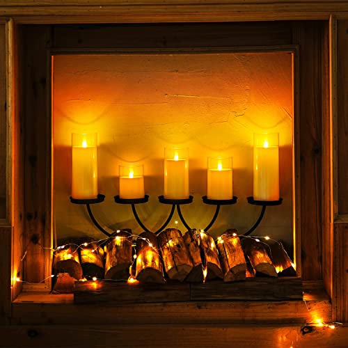 Homemory Pure White Flickering Flameless Candles, Battery Operated Acrylic LED Pillar Candles with Remote Control and Timer, Set of 5 - color: Pure White