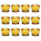 Sziqiqi 12 Pcs Lotus Ghee Lamp Holder Butterlamp Tea Light Holder Tibetan Copper Oil Lamp Altar Supplies, Gold - size: Pack of 12