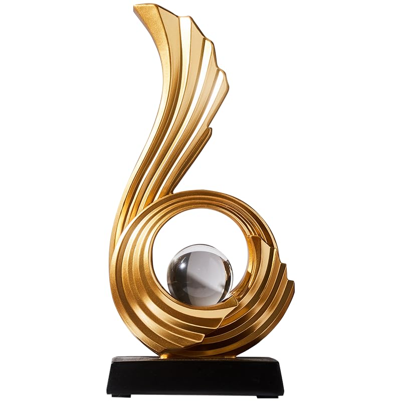 Modern Golden Abstract Art Sculpture, Gold Entryway Table Accents, Resin Statue–Crafted Decor for Living Room, Office & Coffee Table Accents - color: G