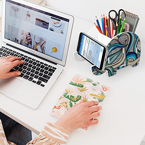 MOKANI Pen Pencil Holder for Desk Cute Elephant Gifts Desk Organizer Marker Makeup Brush Holders Workspace Organizers Office Decor Accessories with Phone Stand Christmas Gifts For Women Men Adults - color: A: Indian Elephant