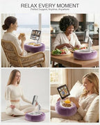 Miledi Tablet Pillow Stand, Compatible with 5"-12.9" Kindle, iPad, Phone/Tablet, 360° Rotating Phone Holder for Bed, Soft Plush Fabric, Detachable Bowl, Reading and Relaxation on Bed, Purple - color: Purple