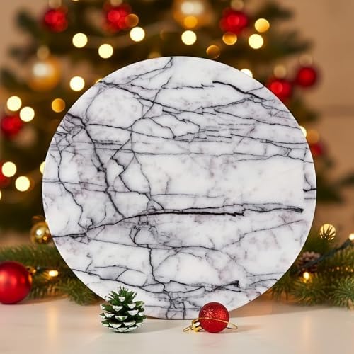 Handcrafted Marble Tray – Bathroom Counter Organizer, Jewelry Tray, Perfume Organizer & Decorative Tray for Vanity Accessories, Coffee Table Decor & Bathroom Countertop, Stone Trays (Round, Leilac) - color: Leilac, size: 11.8"