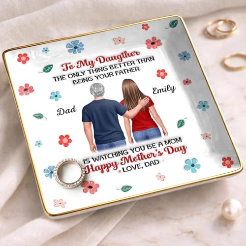 to My Daughter Ring Dish, Personalized Daughter Jewelry Dish, Mothers Day Birthday Gifts for Daughter from Dad, Mothers Day Jewelry Dish for Mothers Day Decorations - color: Style 3