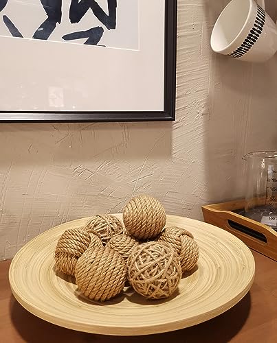 Elkpruu Rustic Jute Orbs Set of 8, Farmhouse Decorative Balls for Bowls, Vase Fillers, Christmas Centerpiece, Handwoven Home Decor Ornaments, Potpourri Accents