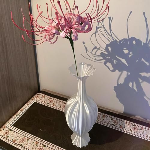 Twisted Abstract Ceramic Vase, Modern Nordic Minimalist Light Luxury Home Decor, Artistic Floor Vase & Flower Centerpiece, 9.84 Inch (White) - color: White