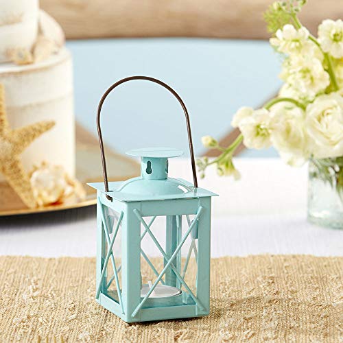 Kate Aspen Rustic Shelf Decor Luminous Vintage Tea Light Votive Candle Holders Metal Mini Decorative Lantern, Distressed Teal Blue - color: Luminous Blue - Small, size: 1 Count (Pack of 1)
