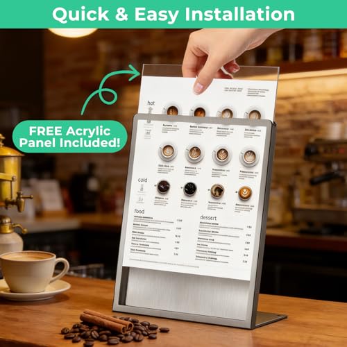 2pack 5"x7" Metal Tabletop Sign Holder with Stainless Steel Frame Menu Board Poster Display Stand for Office Store Restaurant Hotels - size: 2Pack 5"x7"