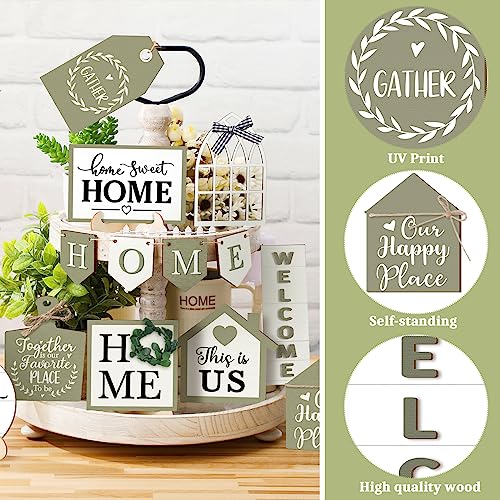 13 Home Tiered Tray Decor This is us Rustic Farmhouse Tiered Tray Decorations Set Home Wooden Signs Vintage Farm Animal Farmhouse Tabletop Wood Signs for Kitchen Table Shelf Decor - style: Summer