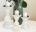Candle Holder Stand Wooden, Pillar Candle Holder, Unity Candle Holders, Rounded Turned Colums, Country Style Ideal for Gift, Wedding, Christmas, Party, Home - 10,8,6 Inch- Set of 3 -Antique White - color: Antique White, size: 10,8,6 Inch Mid Circle