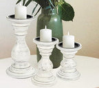 Candle Holder Stand Wooden, Pillar Candle Holder, Unity Candle Holders, Rounded Turned Colums, Country Style Ideal for Gift, Wedding, Christmas, Party, Home - 10,8,6 Inch- Set of 3 -Antique White - color: Antique White, size: 10,8,6 Inch Mid Circle