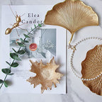 Metal Jewelry Dish, Small Leaf Shaped Ring Holder Jewelry Organizer, Trinket Dish Vanity Tray for Dresser Christmas Birthday Wedding Gifts Large Ginkgo-Gold - color: Large Ginkgo-Gold