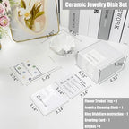 White Flower Jewelry Dish Tray, 3.85″ Lotus Ceramic Ring Holder, Cute Vanity Organizer Nightstand Bathroom Decor, Trinket Plate Dish Christmas Valentine's Mother's Day Birthday Gifts for Women (Plain) - style: Plain