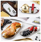 4 Pcs 7 Inch x 3.3 Inch Trinket Tray, Silver Stainless Steel, for Serving Trays Towel Storage Dish Plate Tea Fruit Trays Jewelry Plate Decorative Storage Tray