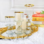 Glass Candle Holders Set of 3,Gold Pillar Candlestick,Crystal Candle Holder for Table Centerpiece Wedding Home Decor