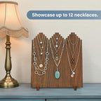 MOOCA Portable Wooden Necklace Jewelry Stand, Display Up to 12 Necklaces Storage Holder, Jewelry Display Stand, Brown Color - color: Brown, 12 Necklaces