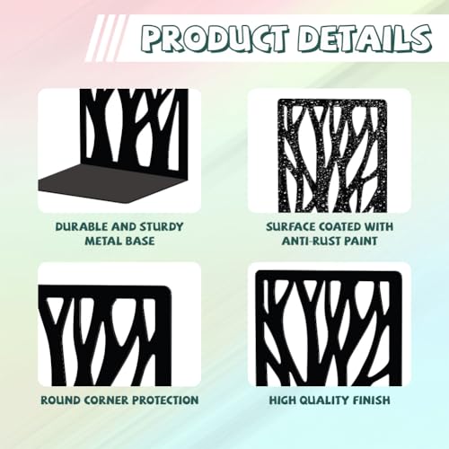 Peacoblue Metal Bookends for Shelves, Modern Decorative Heavy Duty Study Book Support Stoppers for Office, Desk, Shelf, Room 5.3"x4.3"x7.9" Cast Iron Simple Tall Bookends, 1 Pair (Dead Tree) - style: Dead Tree