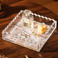 Scalloped Acrylic Tray with Magnetic Mat - Customizable for Photos, Art and Messages, Decorative Trinket Tray for Rings Earrings Necklaces Bracelet, Mothers Day Mom Gifts from Daughter Son - size: Square:7.9*7.9*2inch