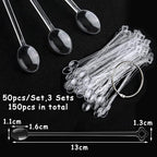 150 Pcs Nail Swatch Sticks with Ring, Clear Spoon Shaped Nail Art Polish Color Display Practice Tips, Acrylic False Nail Sample Sticks Painting Display DIY & Salon Use Beginner Supplies - color: Clear Spoon Shaped