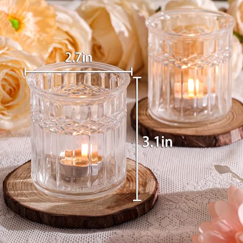NITIME 8pcs Votive Candle Holders, Large Tea Light Candle Holder for Table Centerpiece, Clear Glass Candle Holder for Boho Home Decor, Wedding Decor - color: Clear