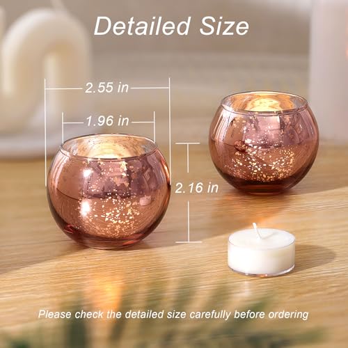 LAMORGIFT 12 Pcs Rose Gold Candle Holders-Rose Gold centerpieces for Birthday Party, Wedding, Bridal Shower, Sweet 16. Mother's Day Brunch Table Decorations - color: Rose Gold