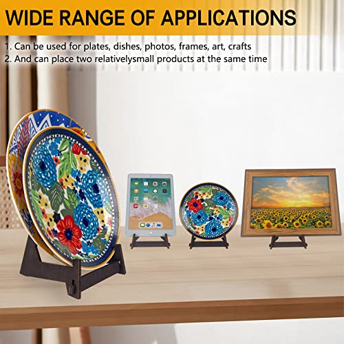 2 Pack 8 Inch Wooden Plate Stands for Display - Plate & Picture Frame Holder for Books, Photos, Plaque, Bowl | Tabletop Decorative Stand