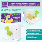 Decorably Stego and Trex Dinosaur Book Ends for Kids Books - 1 Set Non-Skid Wooden Decorative for Boys Room, Baby's Nursery, Classroom Decor - style: Stego & Trex