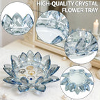 Crystal Flower Jewelry Tray, Luxury Transparent Decorative Trinket Dish for Rings, Earrings, Necklaces, Keys for Vanity Dresser Nightstand, Elegant Gift for Women Mother's Day (1, 6.3"(W)- Blue) - size: 6.3"(W)- Blue