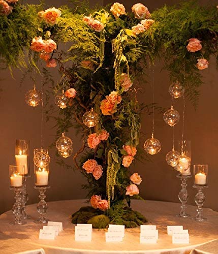 Sziqiqi Hanging Glass Globes Orbs Tea Light Candle Holders with Flameless LED Tealight for Wedding Ornaments, Wedding Birthday Christmas Party Centerpiece Accessory 2.36inch 30pcs +6 Extra - color: With Led, size: 36pcs