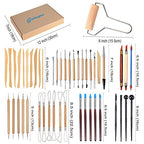 EuTengHao 61Pcs Ceramic Clay Tools Kit Pottery Tools Clay Sculpting Shapers Carving Tool Set Contains Most Essential Wooden Clay Tools for Potters Beginners