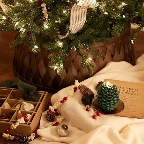 Thymes Frasier Fir Scented Candles for Home Decor - Green Pillar Candles for Women & Men - Place on Candle Holder - Luxury Home Fragrance Gifts (Molded Pinecone Pillar) - size: 4.5 in x 3.5 in