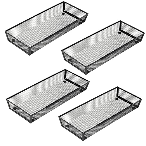 Mesh Tray Silverware Drawer Organizer Utensil Cutlery Tray Office Supplies Organizer for Flatware, Knives,Home,Office, School,Bedroom 15X6'' Black - size: 4 Pack 15"x6" Black Metal
