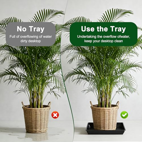 3 Pack 14 Inch Square Plant Saucer, Heavy Duty Plastic Plant Drip Trays for Pots, Durable Flower Pot Saucers for Indoor Outdoor Plants, No Holes Water Catcher Tray for Garden & Home Use, Black - size: 3pcs-14 Inch