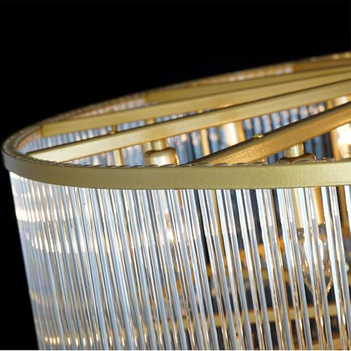 Large Gold Glass Chandelier, 5-Tier Modern Chandelier Light Fixture for High Ceiling Foyer Entryway Luxury Staircase Living Room Golden H49 D27.5 - size: Long Gold (27.5" x 49")