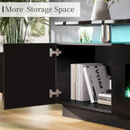 AMERLIFE Fireplace TV Stand with 40" Fireplace, 80" Modern Fireplace Entertainment Center LED Lights, 2 Tier TV Console Cabinet for TVs Up to 90", Obsidian Black - color: Black, size: 80"
