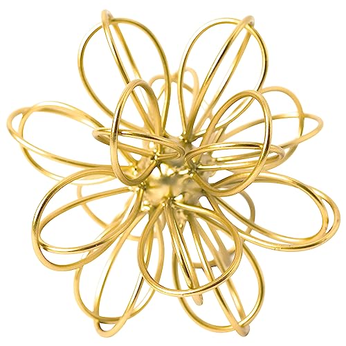 5.5" Metal Geometric Table Top Decor, Gold Abstract Floral Sculpture, Modern Metal Geometric Decorative Sphere, Table Art Decorations Orb for Living Room Bedroom Office Home Decor - color: Gold-5.5 in