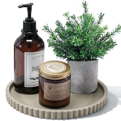 Silicone Bathroom Vanity Tray, Modern Round Decorative Tray for Countertop, Waterproof & Unbreakable Cosmetic Perfume Organizer, Extra-Thick & Sturdy, Easy to Clean Candle Tray (9 Inch, Khaki) - color: Khaki, size: 9"
