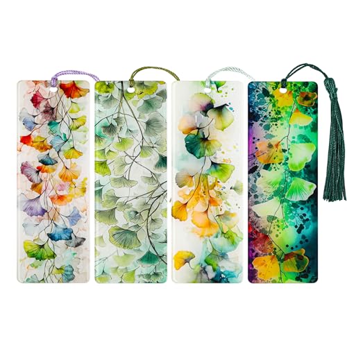 Colorful Art Flower Bookshelf Bookmark - Romantic Artsy Vibe Bookmarks, Perfect Reading Gift for Book Lovers, Bookworms and Friends (Ginkgo Leaf) - style: Ginkgo Leaf