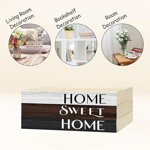 Decorative Books For Home Decor, Wood Book Stack For Table Decor, Home Decor Book For Living Room Mantel, Farmhouse Stacked Books Decorative（L45） - color: Brown white black