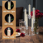 4PCS 5 Arm Acrylic Candelabra for Table Wedding Centerpiece,Crystal Clear Candle Stick Holders Candelabra Centerpiece Stands with Removable Lampshade for Party Easter Baby Shower Fit 0.8 LED Candle - size: 22.6"Tall