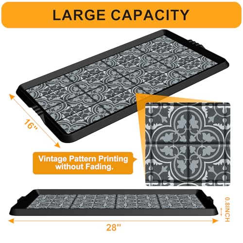 BEHERO Boot Tray Shoe Mat Decorative Patterned, Rubber Boot Matt Tray Indoor and Outdoor Use, 16" x27.5" Shoe Cleaning Mat Non-Slip, Shoe Storage Waterproof with Artistic Prints for Entryway(Gray)