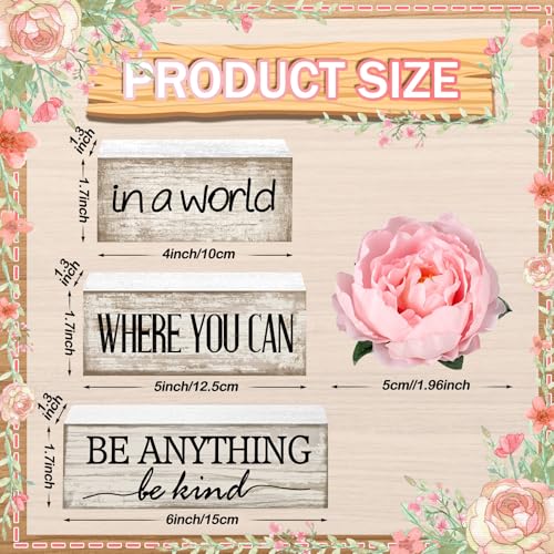 Yuntau 4 Pcs Farmhouse Flower Wooden Tabletop Decor Farmhouse Tiered Tray Decor Rustic Faux Decorative Wood Block Sign Inspired Gift Centerpiece Table sign for Home Shelf Supplies - style: Flower