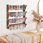 4 Tier Wooden Bracelet Holder Wall-Mounted, Bangle Watch Necklace Display Storage Antique Bracelet Display Jewelry Holder Display Organizer, Brown 4 Tier Wooden Bracelet Holder - style: 4 Tier Wall Monuted