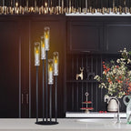 Black Taper Candle Holders for LED Candles Metal 5 Arms Candelabra Candlestick Holders for Wedding Engagement Party Decoration Tabletop Centerpieces (1, L) - size: Large