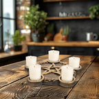 Star Candle Holder Pentacle Altar Plate Resin Tealight Holder Tray Witchcraft Altar Supplies for Witchcraft Wiccan Tarot Supplies