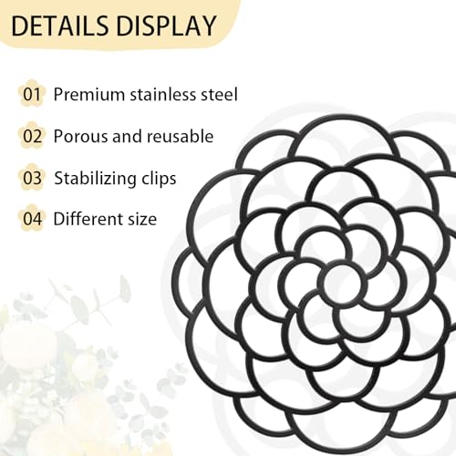 OYEFLY 6Pcs Flower Arrangement Holder,Metal Floral Grid Used for Vase Flower Arrangement Art (Black4in5in6in6) - color: Black4in5in6in6