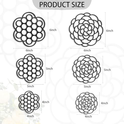 OYEFLY 6Pcs Flower Arrangement Holder,Metal Floral Grid Used for Vase Flower Arrangement Art (Black4in5in6in6) - color: Black4in5in6in6
